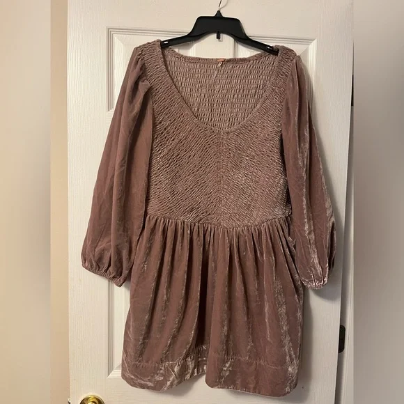 Free People Farrier Velvet Mini Dress Mauve Color Size Large - Picture 4 of 7